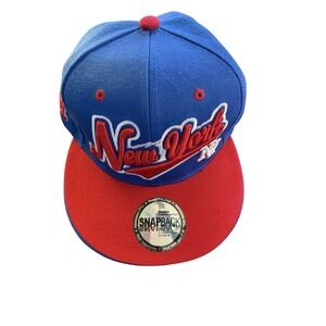 Snapback Hat New York City Skyline Embroidery Adjustable Blue Red Men